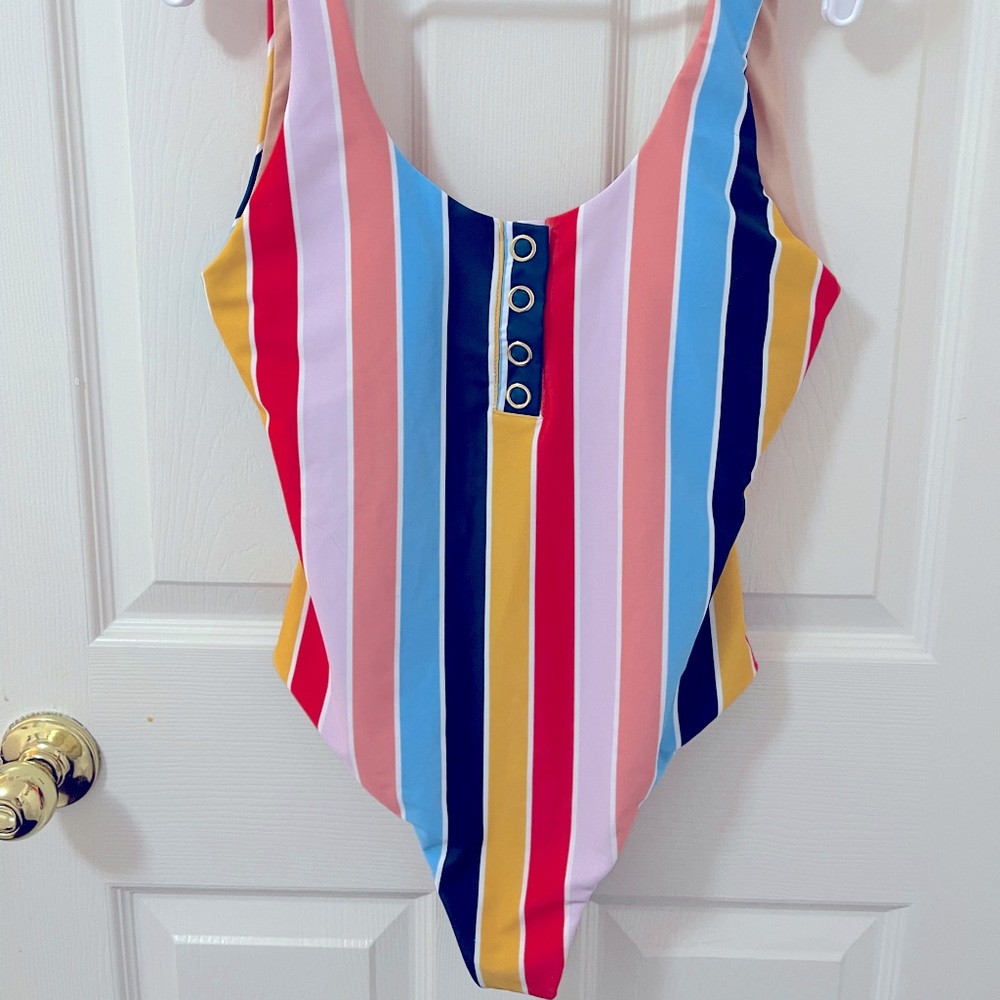Striped one piece swimsuit